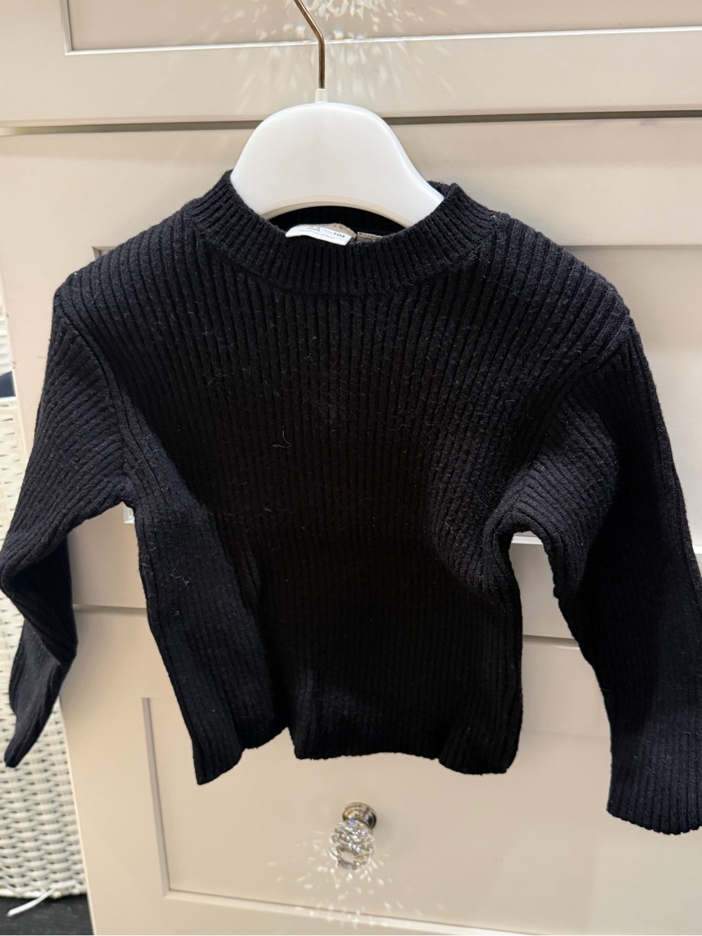 Zara Black Ribbed Crewneck Sweater